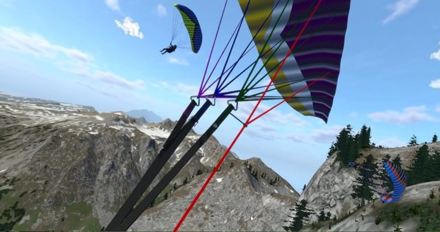 Pilot's view looking up at a colorful wing